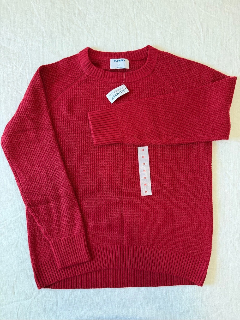 NWT Old Navy Red Textured Crewneck Sweater